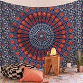 Lofaris Orange Red Mandala Pattern Landscape Wall Tapestry